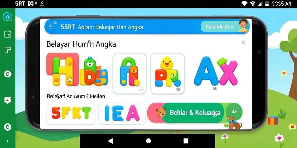 Antarmuka aplikasi 55RT yang menarik dan interaktif untuk anak-anak.