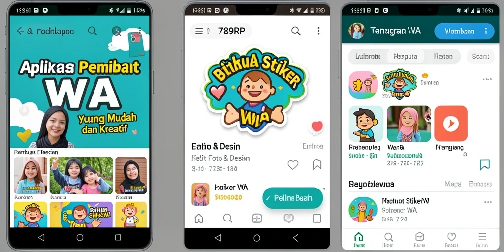 Antarmuka pengguna 789RP untuk membuat stiker WA yang menarik.