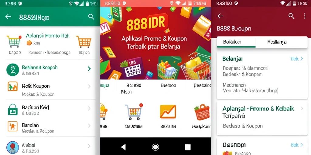 Tampilan utama aplikasi 888IDR dengan berbagai kupon menarik.