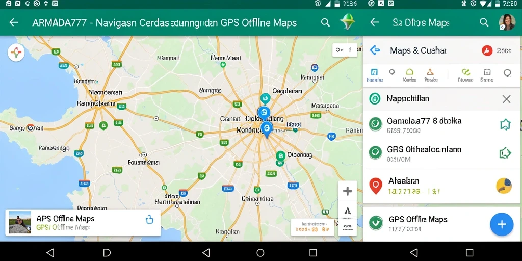 Tampilan antarmuka ARMADA777 dengan fitur GPS Offline Maps yang intuitif.