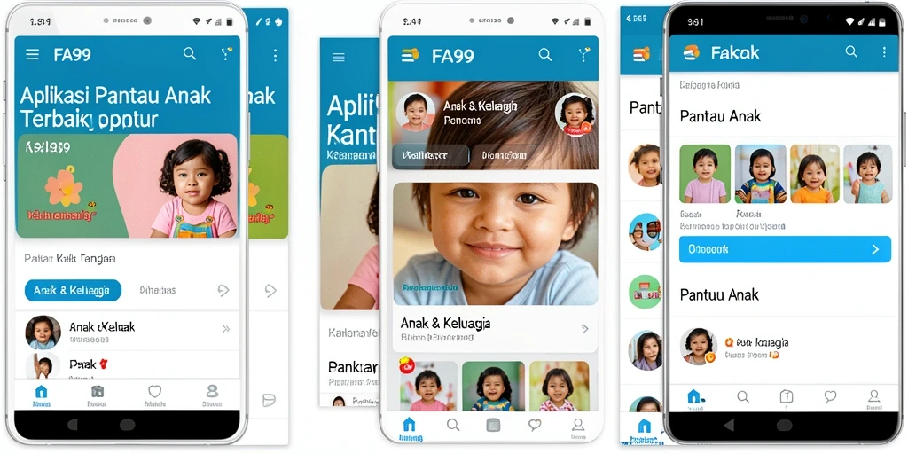 Screenshot aplikasi FA99 menampilkan antarmuka pemantauan anak yang intuitif.