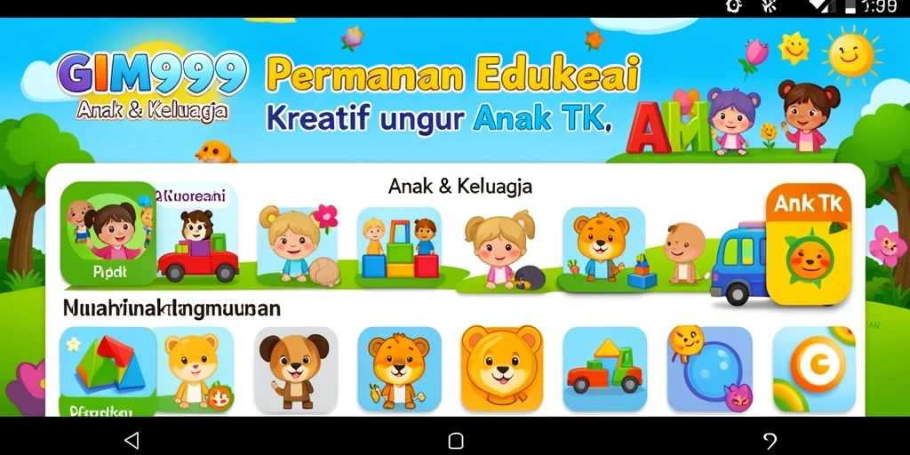 Antarmuka ceria dan interaktif GIM999 untuk anak-anak.