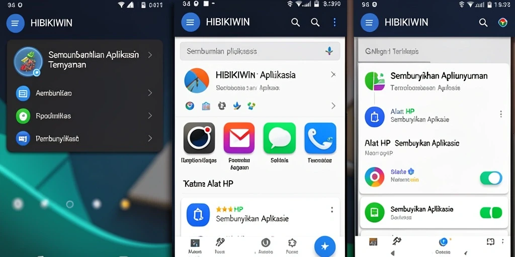 Antarmuka HIBIKIWIN yang sederhana dan intuitif untuk menyembunyikan aplikasi.