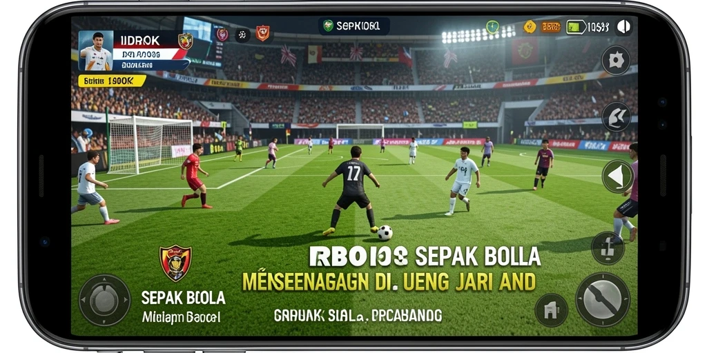 Screenshot antarmuka IDROK menampilkan aksi sepak bola yang seru.