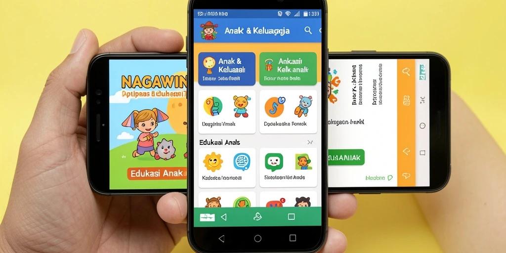 Tampilan antarmuka NAGAWIN yang menarik dan ramah anak.