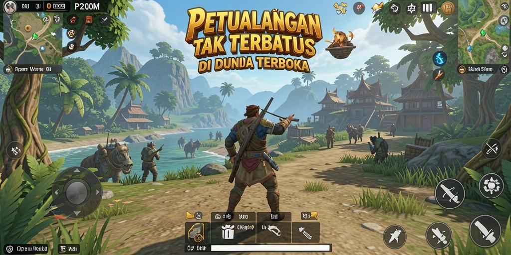 Tampilan antarmuka P200M yang menawan dalam dunia terbuka.