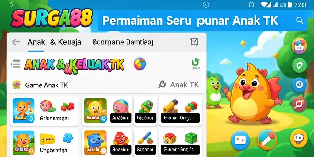 Antarmuka menarik pada SURGA88 untuk permainan anak-anak.