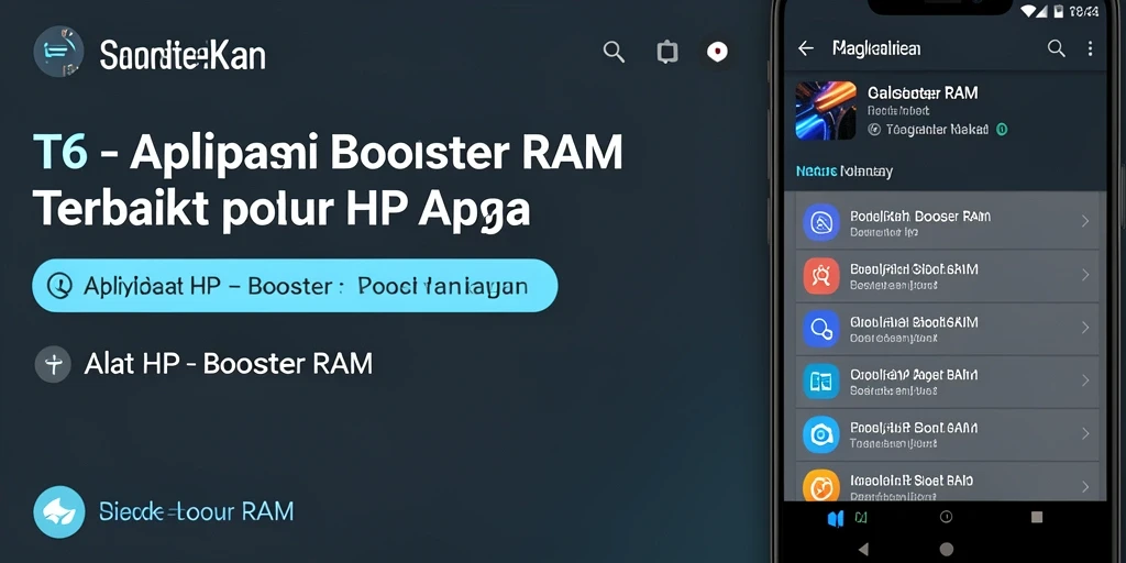 Tampilan antarmuka aplikasi T6 yang sederhana dan mudah digunakan untuk Booster RAM.