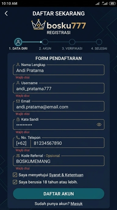 Cara Mudah Registrasi Akun bosku777 untuk Pemain Baru